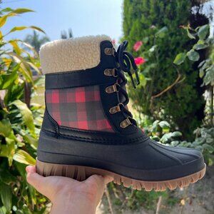 Cougar Waterproof Lace Up Winter Boot Women 7 Medium Carlisle Red Plaid